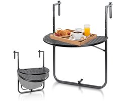 Balkontafel - Inklapbaar - Hangend - Zwart - 60x40x83.5cm - Vouwtafel - Hangtafel - Bijzettafel - Tuintafel