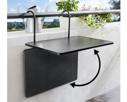 Balkontafel Inklapbaar – Zwart – 40 x 60 x 70 cm – Balkontafeltje Hangend Balkonbar Balkontafels Opklapbaar Hangtafel – Ophangbaar Voor aan het Balkon – Vouwtafel Wandtafel Inklapbare Tafel – Bijzettafel – Buiten Tafeltje Klaptafel