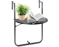 Balkontafel Inklapbaar – Zwart – Hangend Balkonbar Balkontafels Opklapbaar Hangtafel – Ophangbaar Voor aan het Balkon – Vouwtafel Wandtafel Inklapbare Tafel – Bijzettafel – Buiten Tafeltje Klaptafel