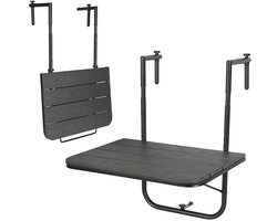 Balkontafel - Inklapbare Balkon Hangtafel – 4 Hoogtes Verstelbaar, 40 kg Draagkracht, 60×40 cm, HIPS Houtlook