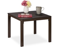 balkontafel met houtlook - 39 x 52 x 48 cm - stalen frame - buitentafel - bruin