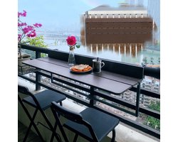 Balkontafel om op te hangen, klaptafel, metaal, in hoogte verstelbaar, aluminium, inklapbaar, wandtafel, leuning, terras, voor buiten, tuin, kantoor, patio (kleur: curry)