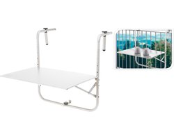 Balkontafel - Wit - 60x40cm - terras - tuin - buiten - tafel - reling - bijzet