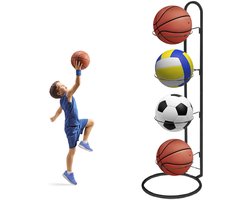 Ballenopbergrek - 4 Laags - ijzer - Ballenrek - Ballenhouder - Balhouder Voetbal - Ballen Opberger Standaard - Ballenstandaard - Ballenrekken - Voor Binnen & Buiten