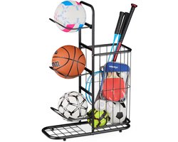 ballenrek - 3 afneembare balhouders en mand - voetbal - zwart