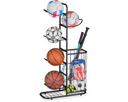 ballenrek - 5 afneembare balhouders en mand - voetbal - zwart