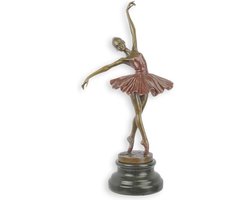 Ballerina - Bronzen Beeld - Ballet Danseres - Brons Sculptuur - Kunst Beeldje - Dans Beeldhouwkunst - Woondecoratie - 16x11x33