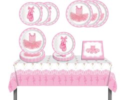 Ballerina Feestservies Roze voor 8 Personen - Compleet Verjaardagsdecoratie Set met Borden, Servetten en Bestek