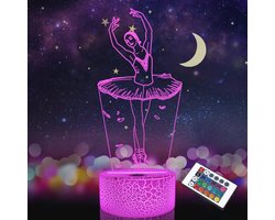 Ballet Nachtlampje voor Kinderen - 3D Illusion Lamp met Afstandsbediening en 16 Kleuren