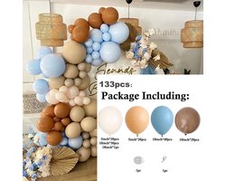 - ballon - ballonboog - bruin - blauw - babyshower - genderreveal - decoratie - zwanger - geboorte - verjaardag - teddy - beer