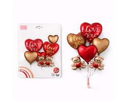 Ballonnen Set 6 stuks – I Love You Hart Ballonnen met Teddy beer