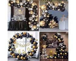 Ballonnenboog Goud Zwart - 88-delig ballonnenpakket Goud / Zwart / Marmer - Ballonnenboog verjaardag - Huwelijk - Pensioen versiering - Geslaagd versiering - Ballonnen pilaar