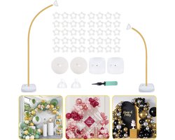 Ballonnenboogset - Gebogen vorm, vervormde ballonkolomhouder - Halve boogballonhouder - Ballonnenboogframe met voet - Geschikt voor bruiloften, babyshowers en verjaardagsdecoraties - Goud - 1,5 m + 2,5 m boog