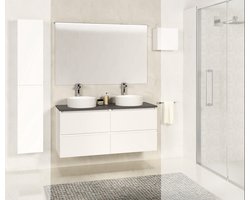 Bally Bologna Badkamermeubelset 120cm Stenen Blad Mat Wit