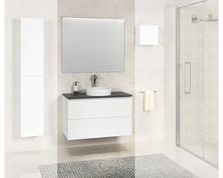 Bally Bologna Badkamermeubelset 80cm Stenen Blad Mat Wit