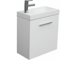 Bally Emma Toiletmeubel Fonteinkastje Met Wastafel Kunstmarmer Hangend 50x25x50cm Softclose MDF Wit