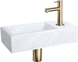 Bally Helios Fonteinset Marmer Recht Koudwaterkraan Met Afvoerplug En Sifon Mat Goud