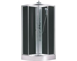 Bally Jupiter Douchecabine Compleet Kwartrond 90x90x225cm Aluminium Mat 5mm Antikalk Veiligheidsglas Met NANO Coating