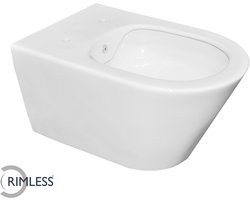 Bally Luxe Rimless Wandcloset Met RVS Sproeier (Bidet) 53cm Wit