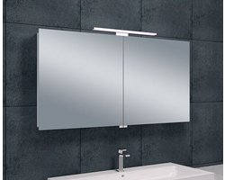 Bally Luxe Spiegelkast 120x60x14cm Met LED Verlichting Stopcontact Binnen en Buiten Spiegel Glazen Planken Aluminium