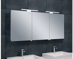 Bally Luxe Spiegelkast 140x60x14cm Met LED Verlichting Stopcontact Binnen en Buiten Spiegel Glazen Planken Aluminium