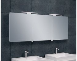 Bally Luxe Spiegelkast 160x60x14cm Met LED Verlichting Stopcontact Binnen en Buiten Spiegel Glazen Planken Aluminium