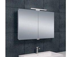 Bally Luxe Spiegelkast 90x60x14cm Met LED Verlichting Stopcontact Binnen en Buiten Spiegel Glazen Planken Aluminium