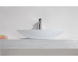 Bally Solid Surface Opzetwastafel Ovaal 59x35x11cm Mat Wit