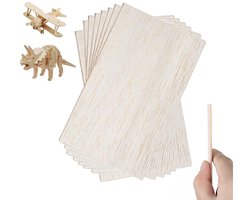 Balsa Wood 2 mm, Pack of 10 Wooden Sheets for Crafts, Plywood Sheet, Thin Balsa Wood, Unpainted Linden Wood for DIY Airplane, Ship, Woodworking, Laser Projects, Arts and Crafts (200 x