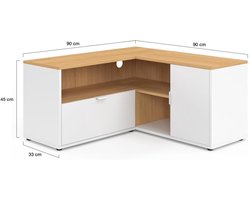 Baltazar Hoek TV-Meubel 90x90 cm in Buche-Wit Optiek – Modern Design, Opbergkast & Open Niche, Ideaal voor Kleine Woonkamers – Altameubel