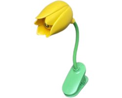 Balvi Boekenlampje Tulp Geel – Clip-on Leeslampje met Flexibele Arm – LED Boeklamp