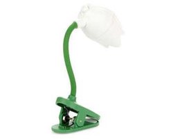 Balvi Boekenlampje Tulp – Wit – Clip-on Leeslamp – Flexibele Arm – Inclusief Batterijen – Kunststof – 11 cm