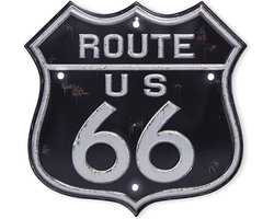 Balvi Muurdecoratie Route 66 17,5 Cm Pvc Zwart/zilver