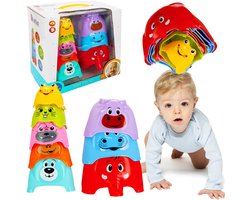 Bam Bam - Kleurrijke stapelbekers, dieren, educatief speelgoed voor vanaf 6 maanden