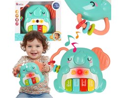 Bam Bam Muzikale BIJTSPEELGOED OLIFANT, kleurrijk PIANO, sensorisch speelgoed voor kinderen 18m+