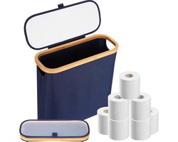 BAM BOO BOX Toilettenpapier Opbergmand van Bamboe - Toiletrolhouder voor 9 Rollen - Wc-papier Opberger - Badkamer Organizer - Toiletpapierhouder Vrijstaand - Wc-rol Houder Staand - Duurzame Badkamer Accessoires - Opvouwbare Mand met Handgrepen
