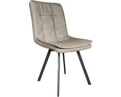 Bam & Boo - Fynn Eetkamerstoel - Set Van 4 - grijs - taupe - Microvezel - PU leer - ECO leer - Industrieel