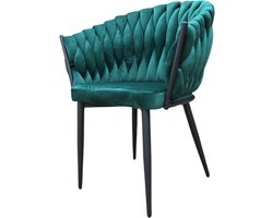 Bam & Boo - Mandy Eetkamerstoel - Set Van 2 - Groen - Luxe - Fluweel - Velvet - Velours - Industrieel - met armleuning