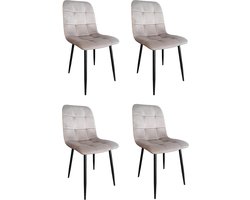 Bam & Boo - Mira Eetkamerstoel - Set Van 4 - taupe - Fluweel - Velvet - Velours - Industrieel