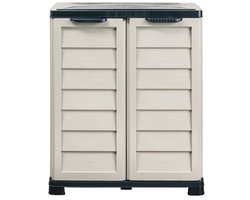 BAMA RIPONI Opbergkast – Kunststof Houtlook – 1 Verstelbare Plank – Binnen en Buiten – Zand/Antraciet