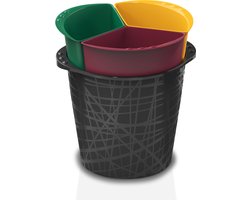 Bama Triciclo afvalemmer of prullenbak met 3 x 4,5 liter gekleurde compartimenten