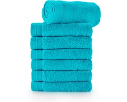 Bamatex Home Textiles - Collectie Emotion - Gastendoekje - TURQUOISE - set van 6 stuks - Egeïsche gekamde katoen - 540 g/m2