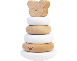 BamBam Eco-vriendelijk houten Tuimelaar Beer - Wit - Baby cadeau