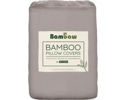 Bambaw 2x Bamboe Kussenslopen - Kussensloop 40x60 cm - Luxe Bamboe Beddengoed - Hypoallergeen Kussensloop - Grijs