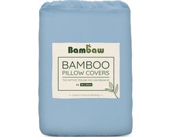 Bambaw 2x Bamboe Kussenslopen - Kussensloop 40x60 cm - Luxe Bamboe Beddengoed - Hypoallergeen Kussensloop - Lichtblauw