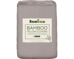 Bambaw 2x Bamboe Kussenslopen - Kussensloop 50x75 cm - Luxe Bamboe Beddengoed - Hypoallergeen Kussensloop - Donkergrijs