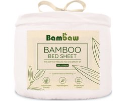 Bambaw Luxe Bamboe 1-Persoons Hoeslaken 140x200cm – Ultra ademende stof – Hypoallergeen – Beddengoed - Wit