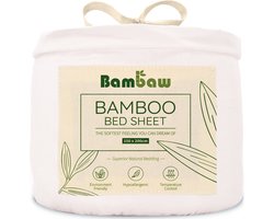 Bambaw Luxe Bamboe 2-Persoons Hoeslaken 150x200cm – Ultra ademende stof – Hypoallergeen – Beddengoed - Wit