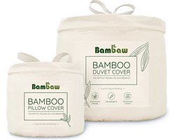 Bambaw Luxe Bamboe Beddengoed Set - Dekbedovertrek 240x220cm met 2 Kussenslopen 65x65cm - Ultra ademende stof – Hypoallergeen - 3-Delige Beddengoed Set - Ivoor