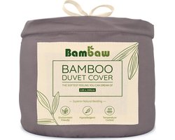 Bambaw Luxe Bamboe Dekbedovertrek 135x200cm – Ultra ademende stof – Hypoallergeen – Beddengoed - Donkergrijs